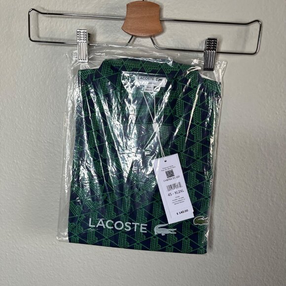 Lacoste Mens Blue & Green Geometric Polo Shirt FR 45 US XL/2XL - Picture 3 of 5